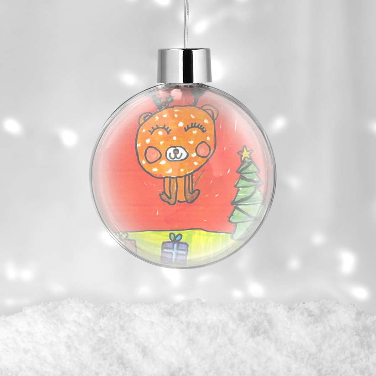Personalised Christmas Bauble featuring artwork by child reference 84D7JD
