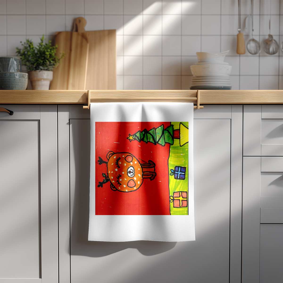 Personalised Tea Towel featuring artwork by child reference 84D7JD