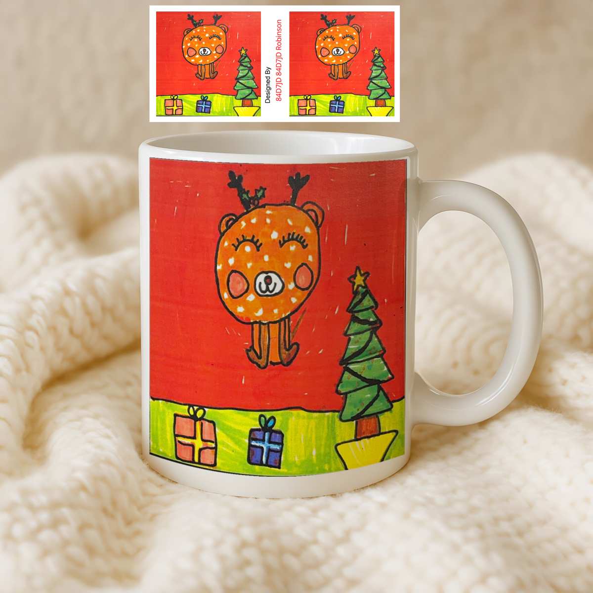Personalised Ceramic Mug featuring artwork by child reference 84D7JD